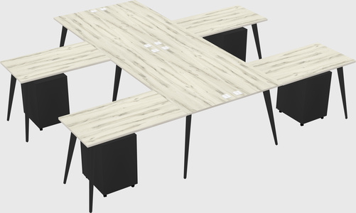 Shared l-shaped office desk system