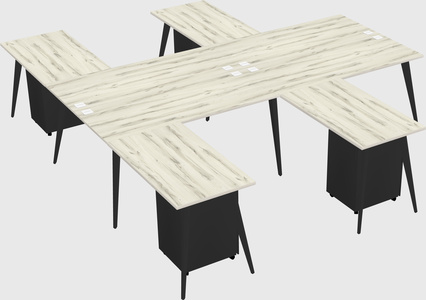 Shared l-shaped office desk system