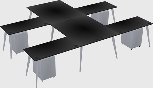 Shared l-shaped office desk system