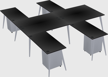 Shared l-shaped office desk system