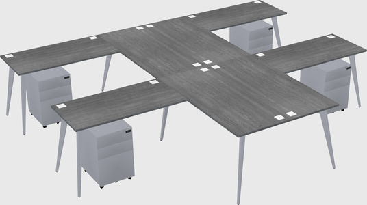 Shared l-shaped office desk system
