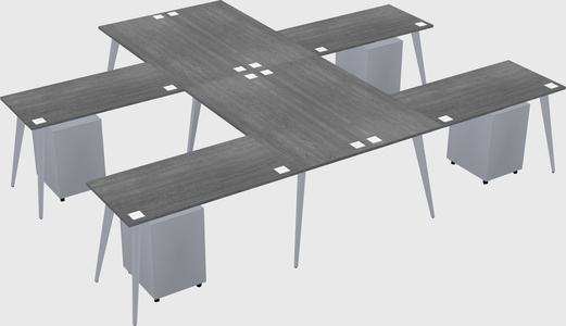 Shared l-shaped office desk system