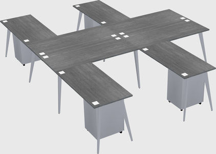 Shared l-shaped office desk system