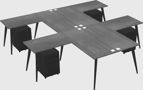 Shared l-shaped office desk system