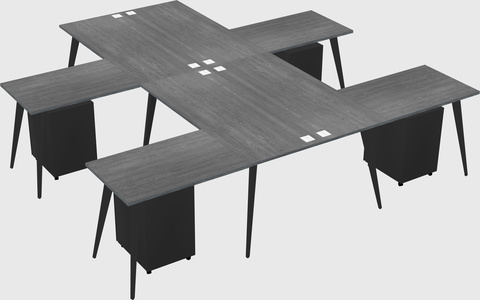 Shared l-shaped office desk system