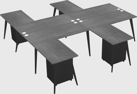 Shared l-shaped office desk system