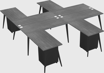 Shared l-shaped office desk system