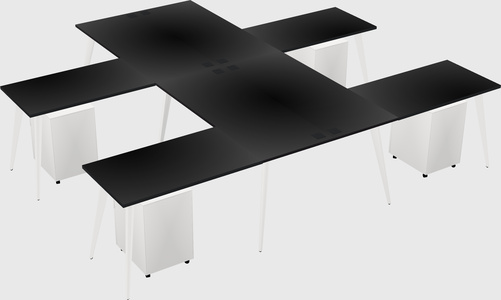 Shared l-shaped office desk system