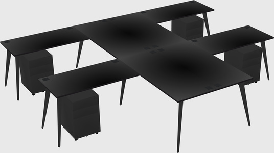 Shared l-shaped office desk system