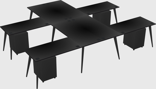 Shared l-shaped office desk system