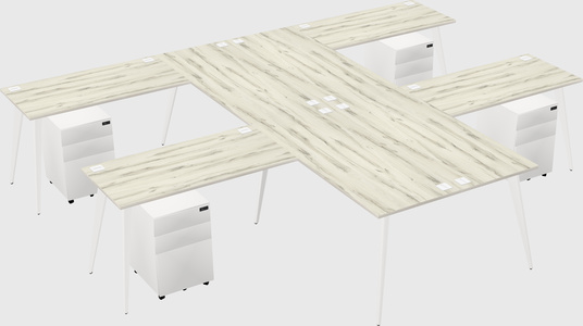 Shared l-shaped office desk system