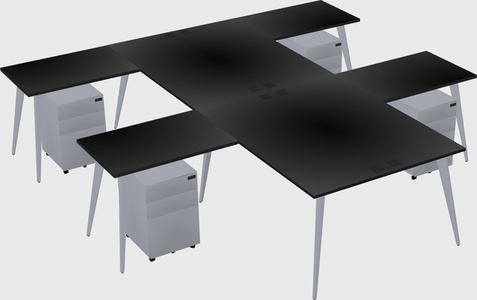Shared l-shaped office desk system