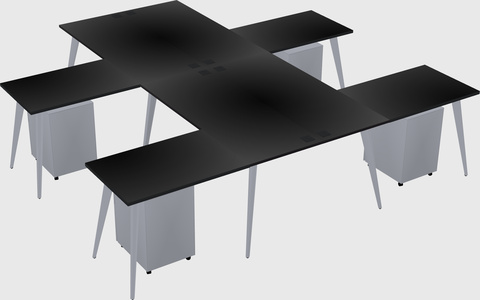 Shared l-shaped office desk system
