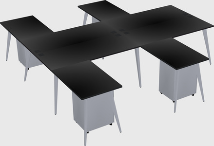 Shared l-shaped office desk system