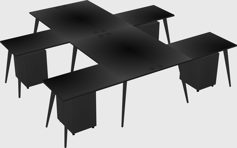 Shared l-shaped office desk system