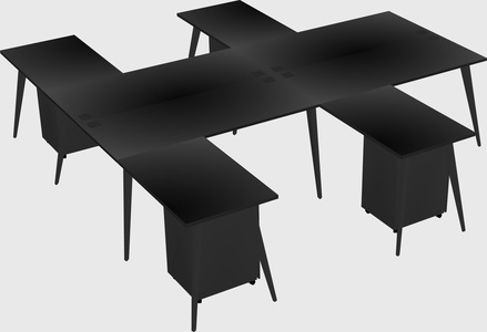 Shared l-shaped office desk system