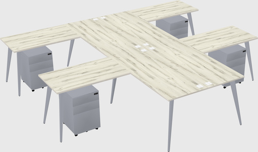 Shared l-shaped office desk system