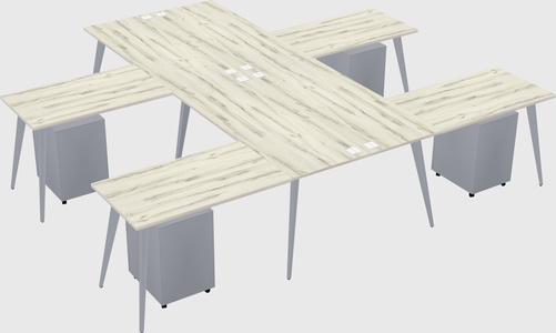 Shared l-shaped office desk system
