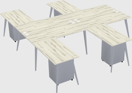 Shared l-shaped office desk system