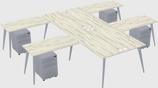 Shared l-shaped office desk system