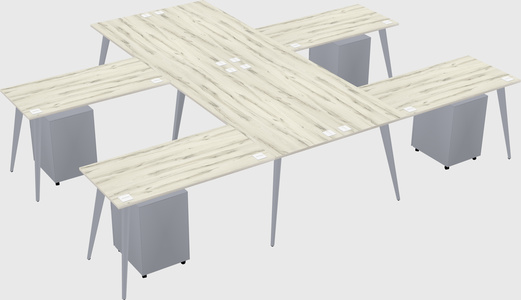 Shared l-shaped office desk system