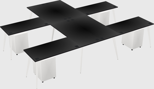 Shared l-shaped office desk system