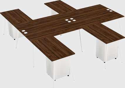 Shared l-shaped office desk system