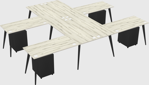 Shared l-shaped office desk system