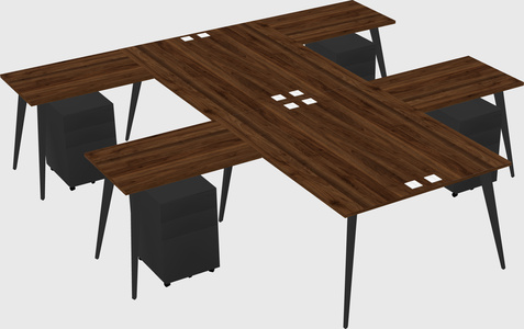 Shared l-shaped office desk system