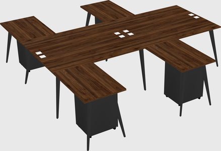 Shared l-shaped office desk system