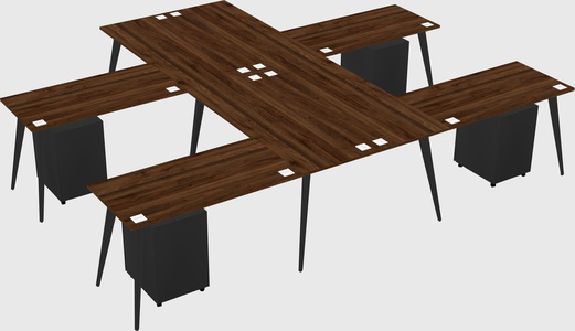 Shared l-shaped office desk system