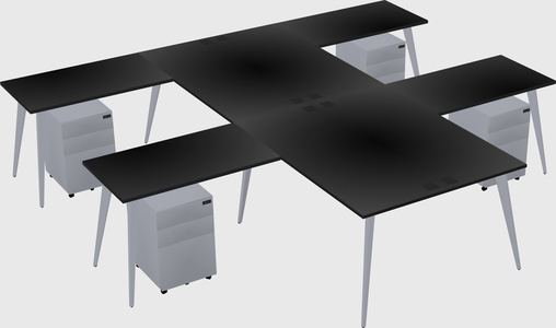 Shared l-shaped office desk system