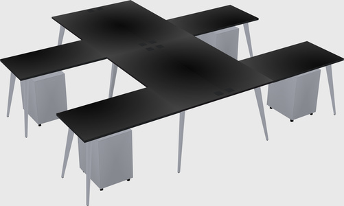 Shared l-shaped office desk system