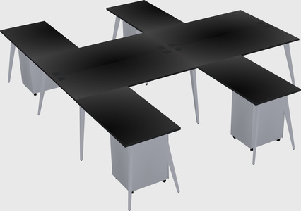 Shared l-shaped office desk system