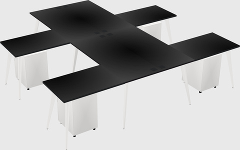 Shared l-shaped office desk system