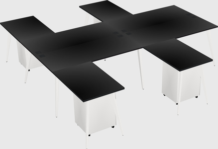Shared l-shaped office desk system