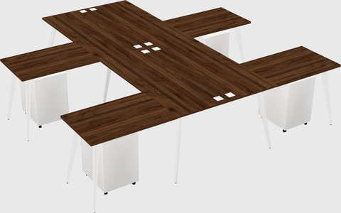 Shared l-shaped office desk system
