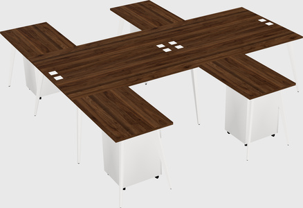Shared l-shaped office desk system