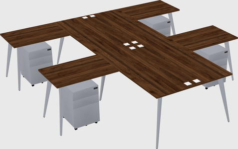Shared l-shaped office desk system