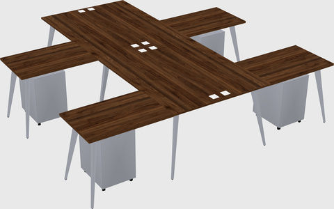Shared l-shaped office desk system