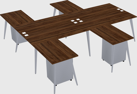 Shared l-shaped office desk system