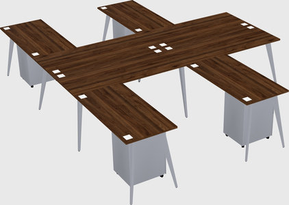 Shared l-shaped office desk system