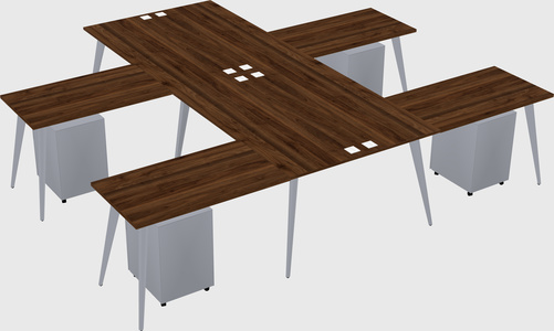 Shared l-shaped office desk system