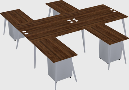 Shared l-shaped office desk system