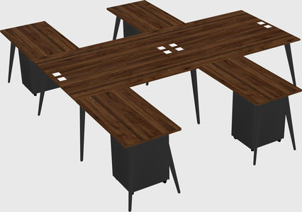 Shared l-shaped office desk system