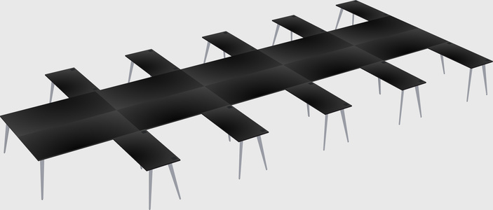Shared l-shaped office desk system
