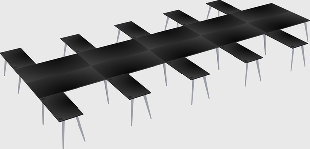 Shared l-shaped office desk system