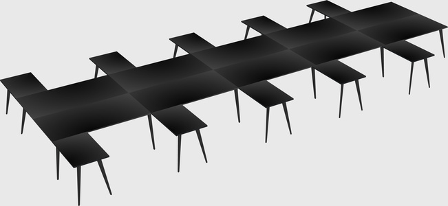 Shared l-shaped office desk system