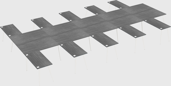 Shared l-shaped office desk system