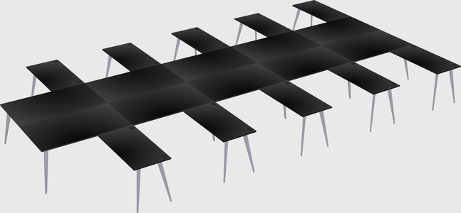 Shared l-shaped office desk system